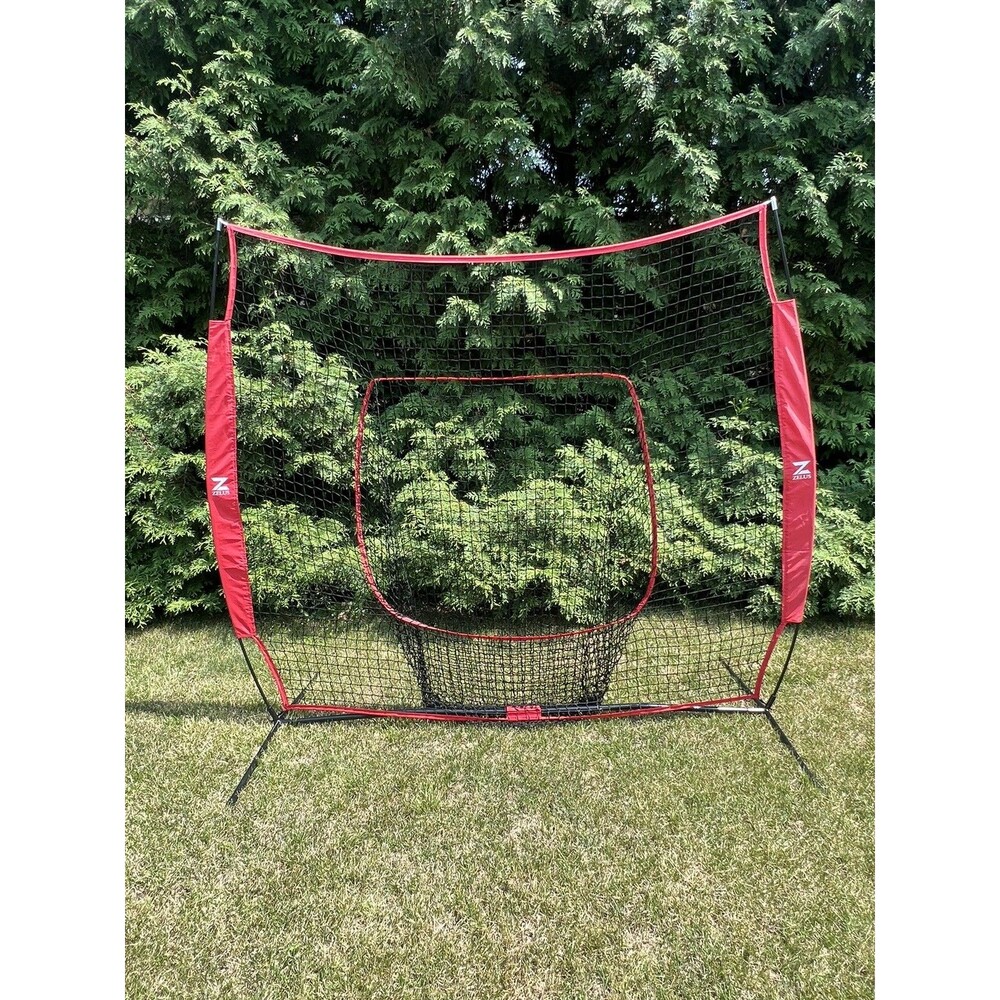 7'×7' Baseball Softball Practice Net Training Pitching Hitting Strike Zone W/Bag - Picture 2 of 5